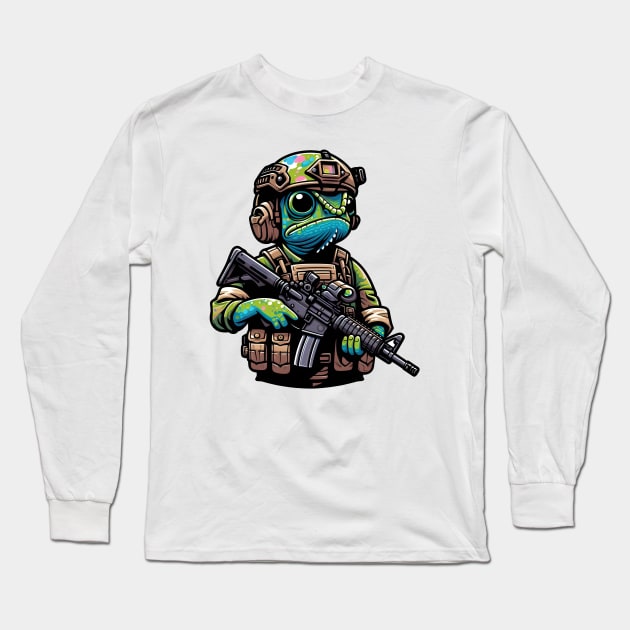 Tactical Cameleon Mastery Tee: Where Style Meets Stealth Long Sleeve T-Shirt by Rawlifegraphic